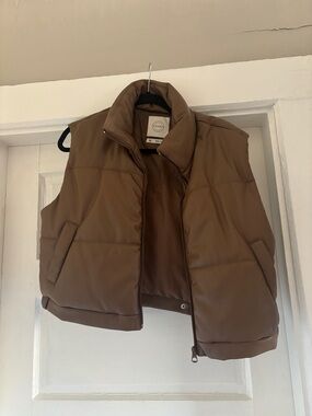 Brown Puffer Vest - women’s leather Vest